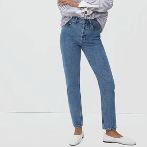 Everlane high rise straight cheeky jean with button fly
